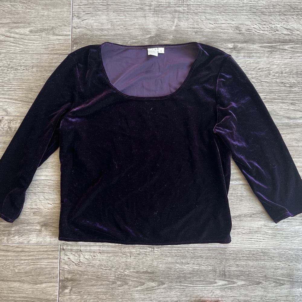 Max Studio Purple Velvet Crop Top